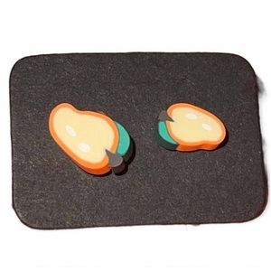 New Handmade Artisan Pear Slice Polymer Clay Hypoallergenic Stud Earrings
